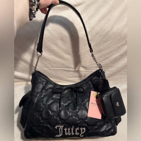 Juicy Couture Black Demure Hobo Style Shoulder Bag NWT - Picture 2 of 16